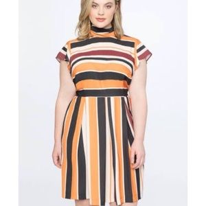 ELOQUII Opposing Stripes Orange Tie Back Dress m